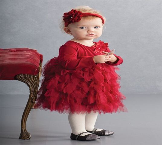  Red-colored Christmas dress for toddlers