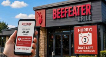 Beefeater Rewards Club customers have just days to use their points before they expire