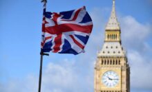 Union Jack flying beside Big Ben in Westminster during coverage of the Holborn and St Pancras by-election